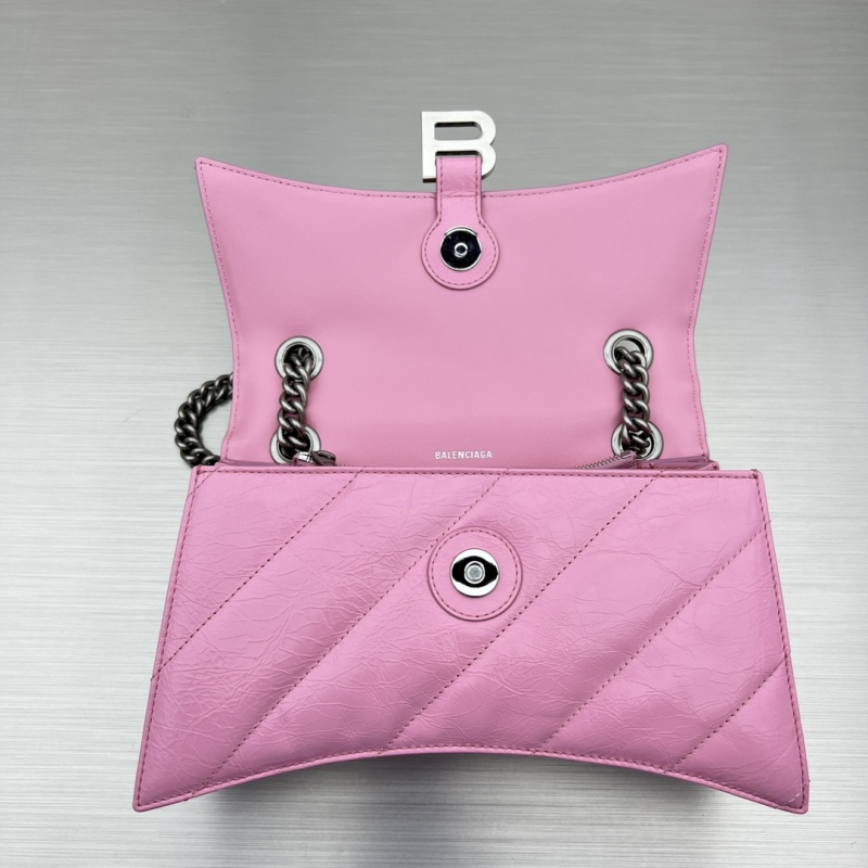 Balenciaga Crush Small Chain Bag Black/Pink/Silver/White For Women‎ 9.8in/24.9cm 716351210J09001