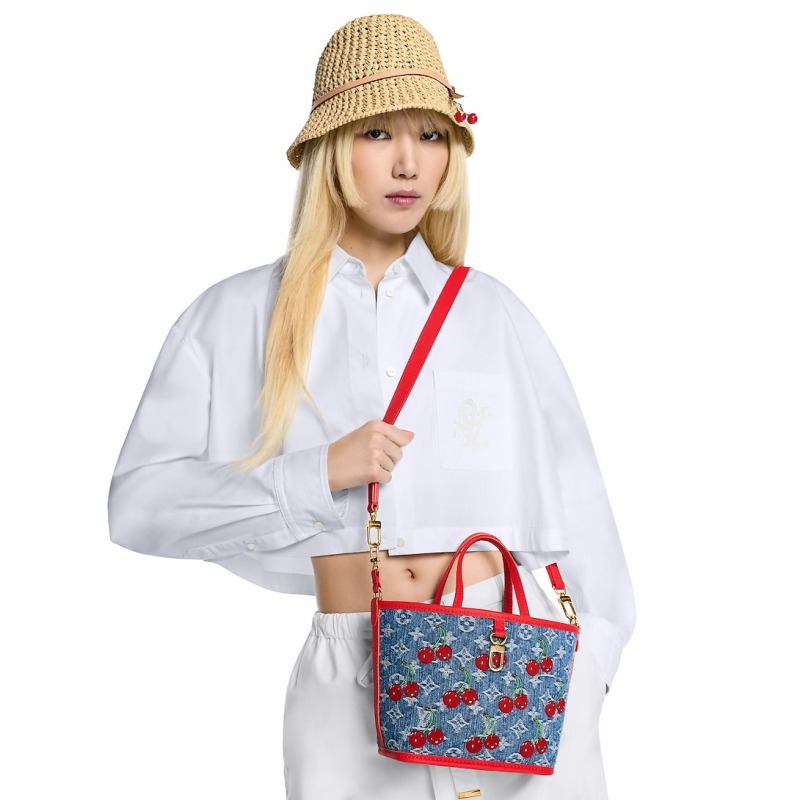 [True-to-ORIGINAL] Louis Vuitton LV x TM Neverfull Inside Out BB Cherry Denim For Women 10.4in/26cm M14997