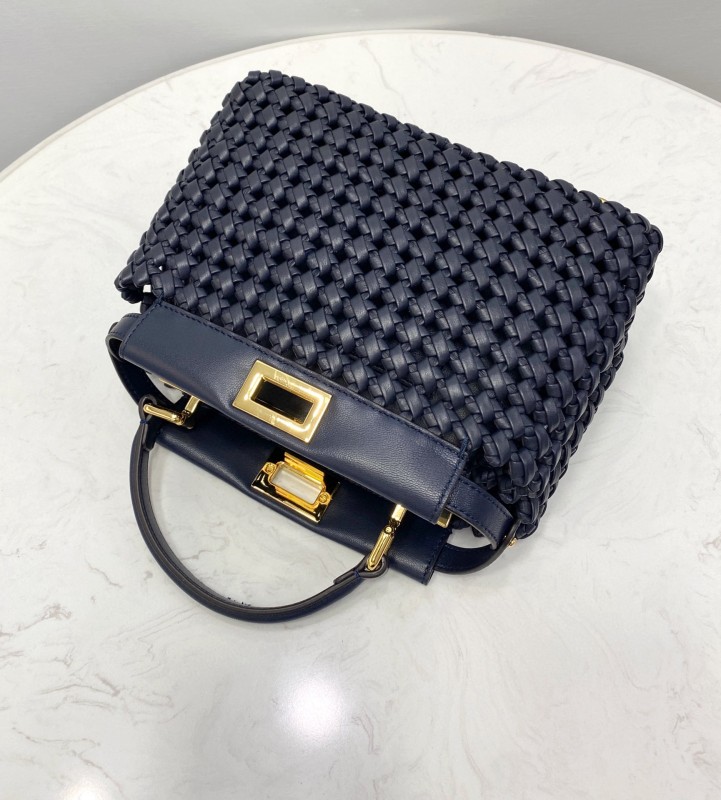 Fendi Peekaboo Mini Navy Blue Braided Bag For Woman 18cm/7in