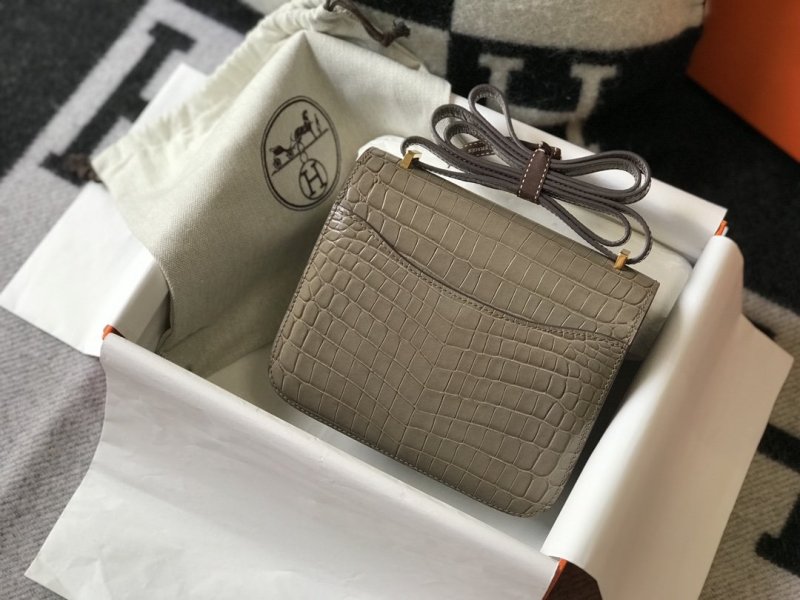Hermes Mini Constance Bag Grey For Women Gold Color Hardware 7.1in/18cm