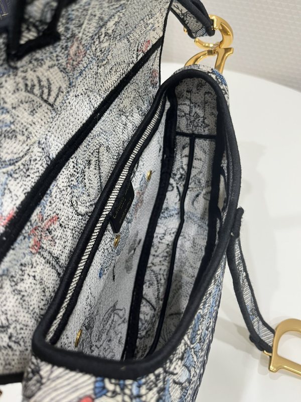 Dior Saddle Bag Denim Multicolor For Women 10in/25.5 cm M0446CRZI_M49E