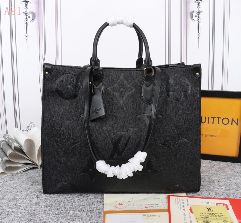Louis Vuitton Onthego MM Monogram Empreinte Tote Bag Black For Women 35cm LV M45595