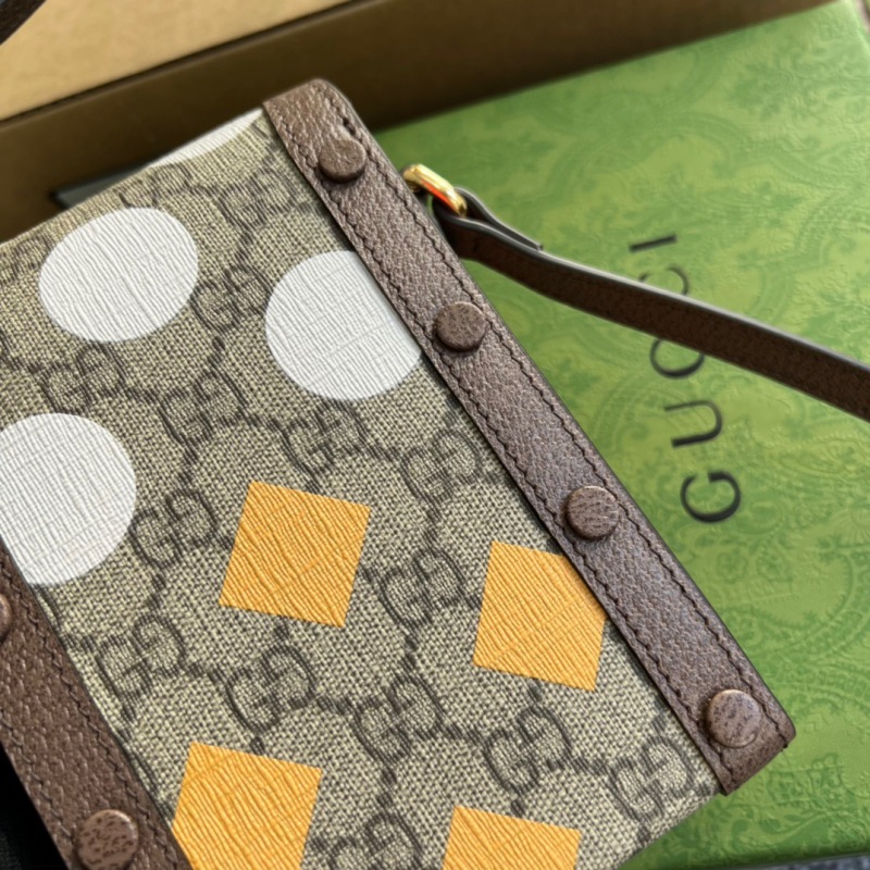Gucci Horsebit 1955 Mini Bag Beige And Ebony GG Supreme Canvas With Geometric Print For Women  6.7in/17cm GG  ‎625615 UQHFG 8679