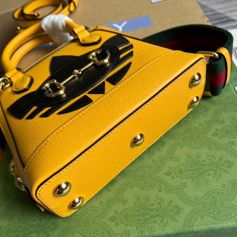 Gucci x Adidas Horsebit 1955 Mini Bag Yellow For Women, Women’s Bags 7.9in/20cm GG‎