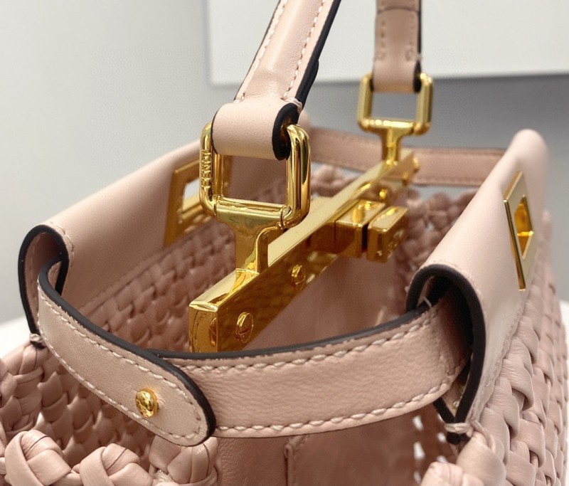 Fendi Peekaboo Mini Pale Pink Braided Bag For Woman 18cm/7in