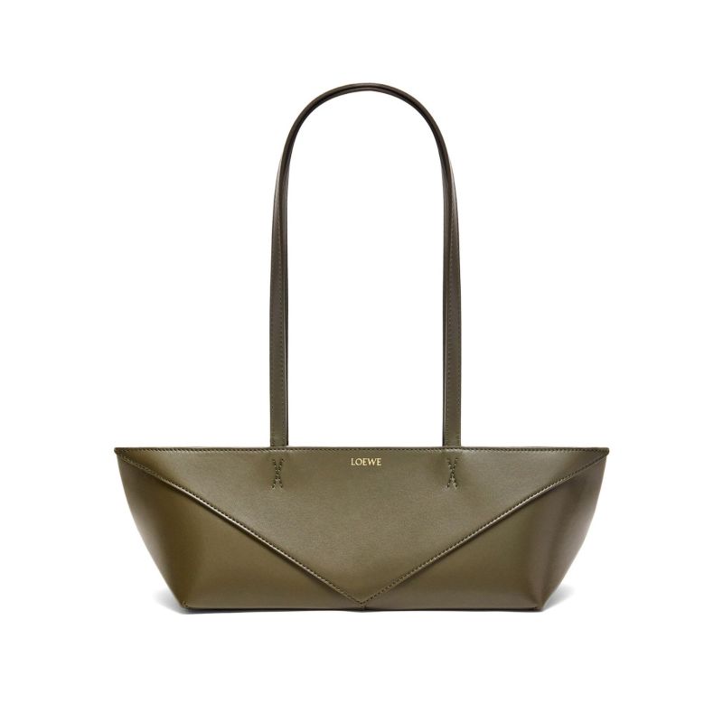 Loewe Cropped Puzzle Fold Dark Khaki Green Bag For Women A779PTEX01- 39 Cm/ 15.4 Inches