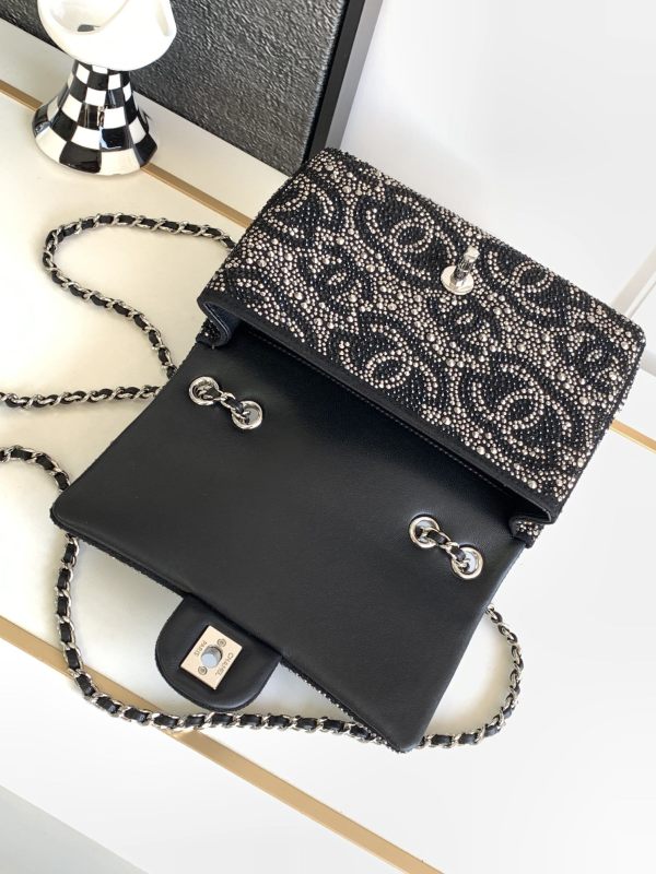 Chanel Paris Double Flap Handbag Black For Women 20cm / 7.9in