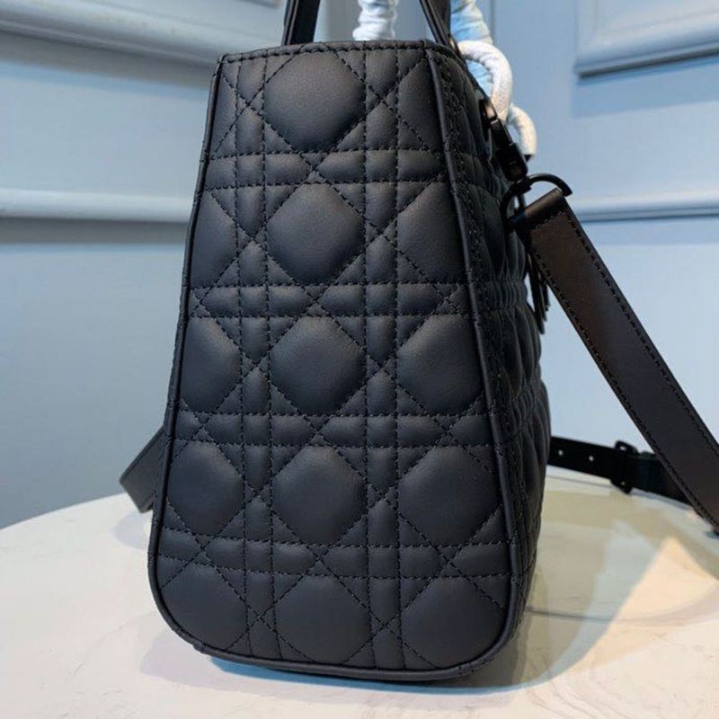 Christian Dior Medium Lady Dior Bag Matte Hardware Black Ultramatte For Women 9.5in/24cm CD M0565SLOI_M989