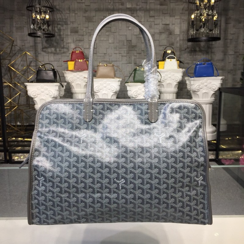 Goyard Hardy PM Bag Grey/Dark Blue/Brown For Women‎ 15.7in/40cm HARDY2PMLTY07CG07P