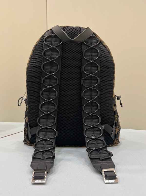 Fendi Backpack In Brown FF Vertigo Fabric Bag For Woman 30cm/12in
