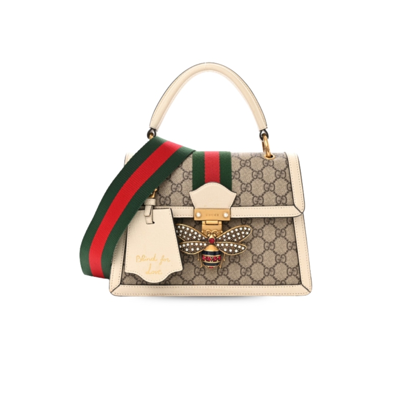 Gucci Queen Margaret GG Small Top Handle Bag Beige And Ebony GG Supreme Canvas For Women 10in/26cm GG 476541