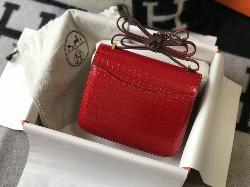 Hermes Mini Constance Bag Red For Women Gold Color Hardware 7.1in/18cm