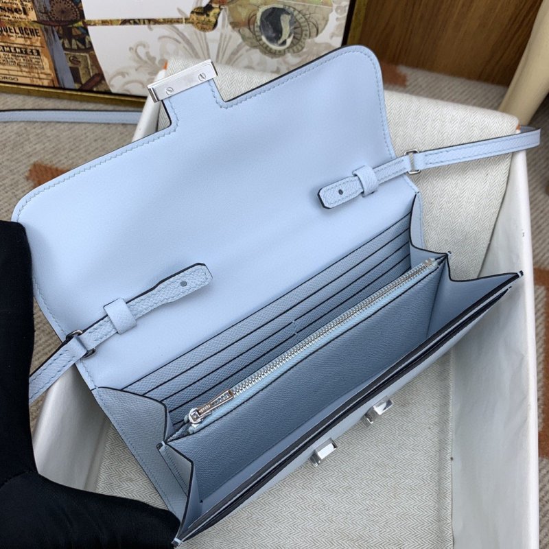 Hermes Constance Long Togo Wallet Light Blue, Silver Toned Hardware Bag For Women, Women’s Handbags, Shoulder Bags 8.1in/21cm