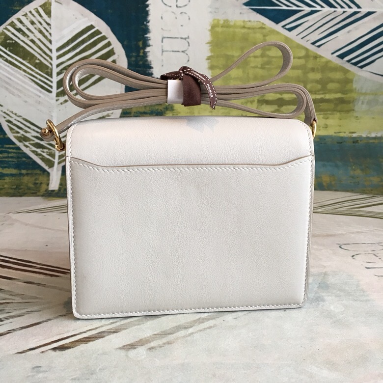 Hermes Mini Evercolor Sac Roulis 19 White Gold Hardware For Women 7.5in/19cm