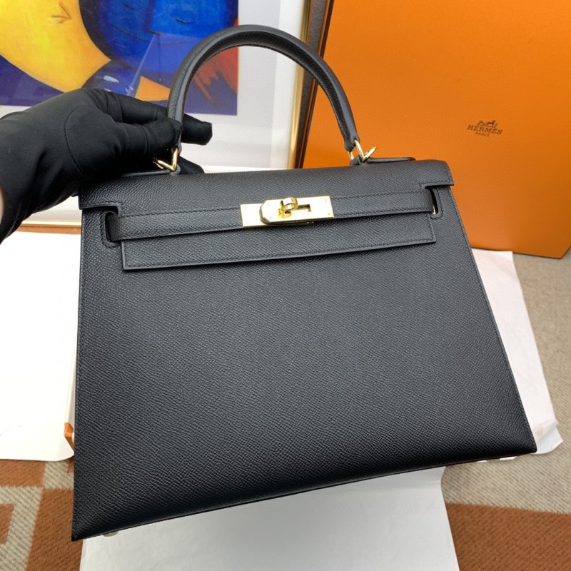Hermes Kelly 28 Sellier Epsom Black Bag For Women, Women’s Handbags, Shoulder Bags 11in/28cm