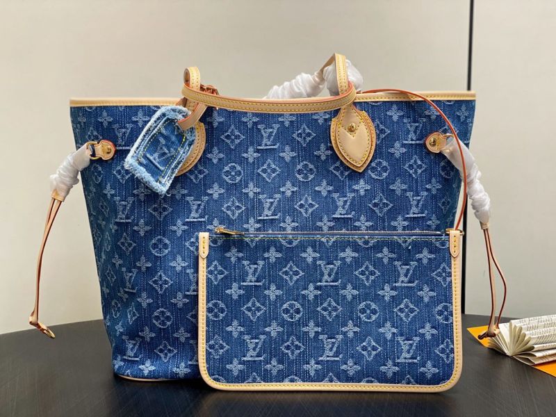 Louis Vuitton Neverfull MM Denim Blue For Women 12.2in/31cm M13192