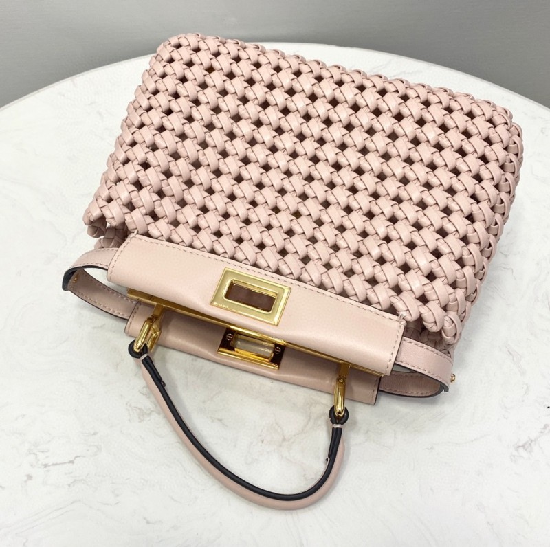 Fendi Peekaboo Mini Pale Pink Braided Bag For Woman 18cm/7in