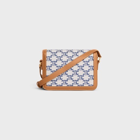 Celine Teen Triomphe Bag In Triomphe Canvas And Calfskin Blue For Women 188882BZ4.07BL