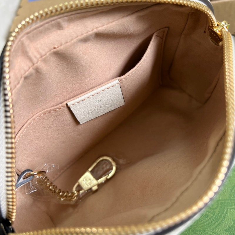 Gucci Ophidia Mini GG Bag Beige And Ebony GG Supreme Canvas, With White For Women  7in/17.5cm GG 517350 96IWS 9794