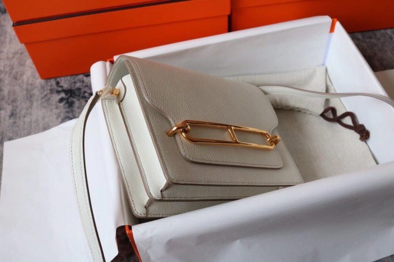 Hermes Evercolor Sac Roulis 23 White For Women, Women’s Handbags, Shoulder Bags 9in/23cm