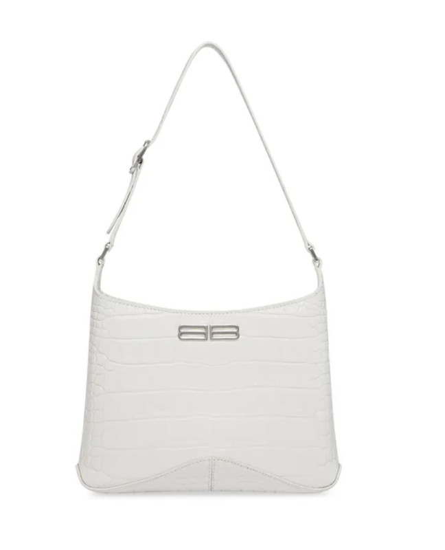 Balenciaga Small Hobo Bag Embossed White For Women 9in/23 cm