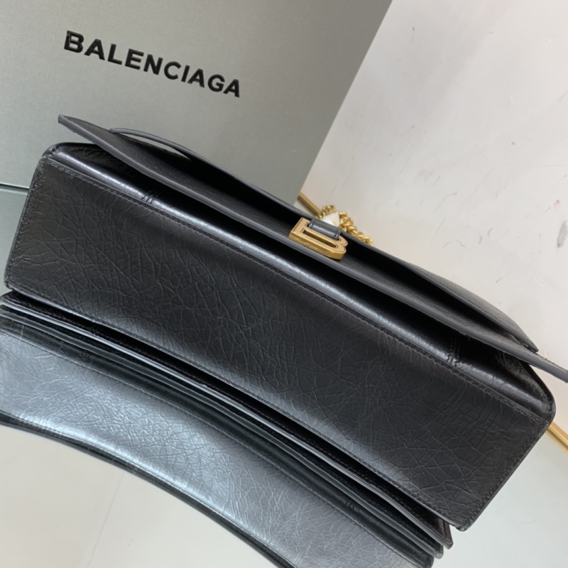 Balenciaga Crush Medium Chain Bag In Black For Women 12in/ 31cm