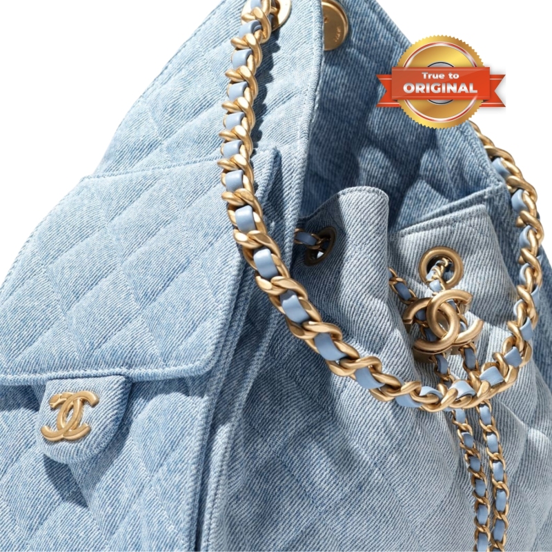 [True-to-ORIGINAL] Chanel 25 Small Handbag Blue For Women 10.2in/26cm AS5293-B20603-U0475