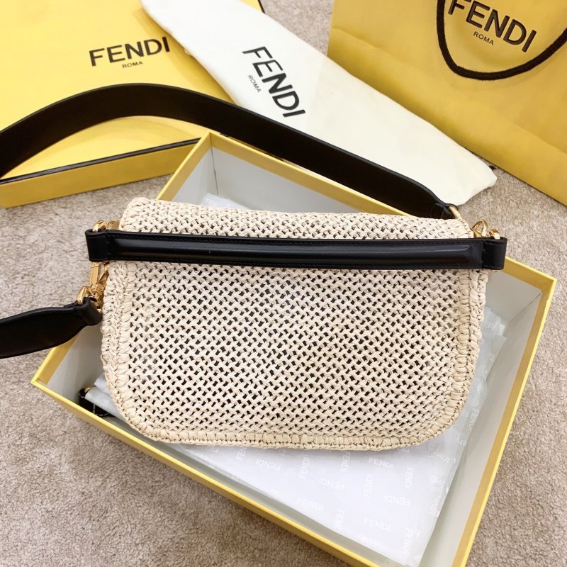 Fendi Baguette Woven Straw Black For Women, Women’s Handbags, Shoulder And Crossbody Bags 10.2in/26cm FF