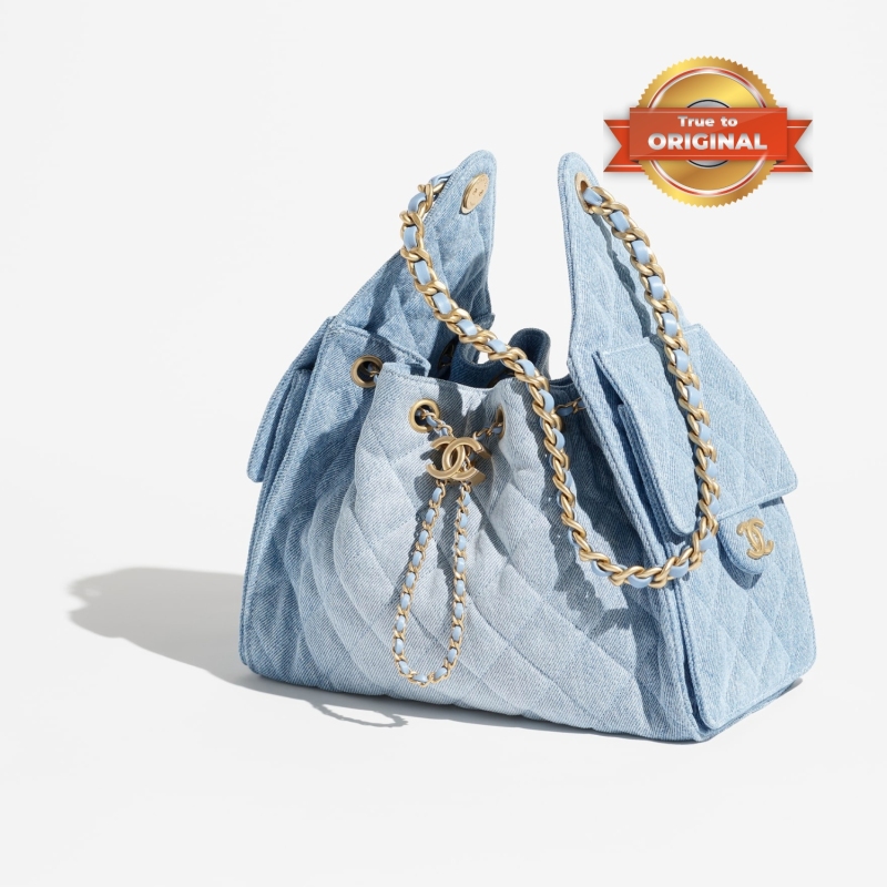 [True-to-ORIGINAL] Chanel 25 Small Handbag Blue For Women 10.2in/26cm AS5293-B20603-U0475