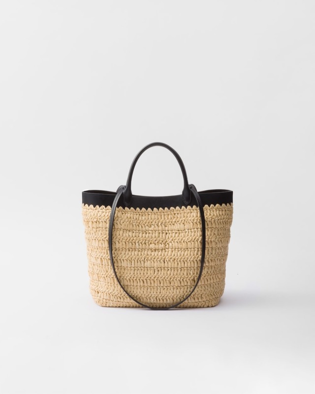 Prada Small Crochet Tote Bag Tan For Women 26cm/10in – 1BG500_2M2Q_F0I55_V_GOO