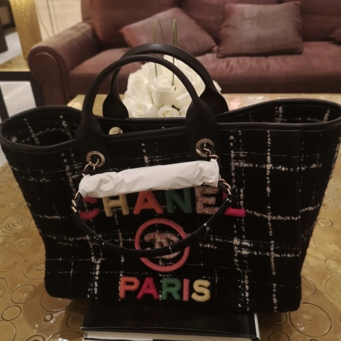 Chanel Large Shopping Bag Black And Multicolor For Women 19.5 in / 50 cm A66941 B09275 NK815
