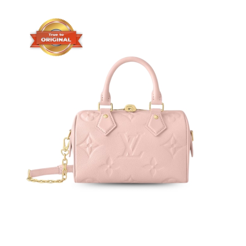 [True-to-ORIGINAL] Louis Vuitton Speedy Bandoulière 20 Monogram Empreinte Opal Pink For Women 20.5cm/8.1in M47136