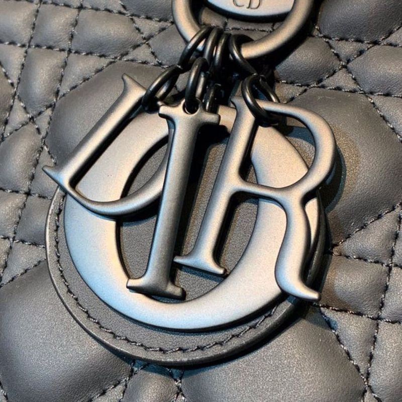 Christian Dior Medium Lady Dior Bag Matte Hardware Black Ultramatte For Women 9.5in/24cm CD M0565SLOI_M989