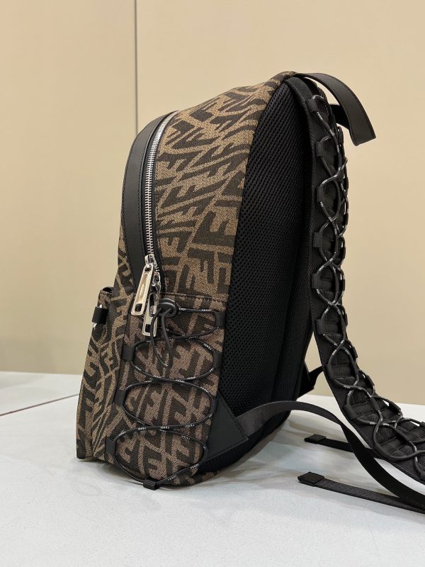 Fendi Backpack In Brown FF Vertigo Fabric Bag For Woman 30cm/12in