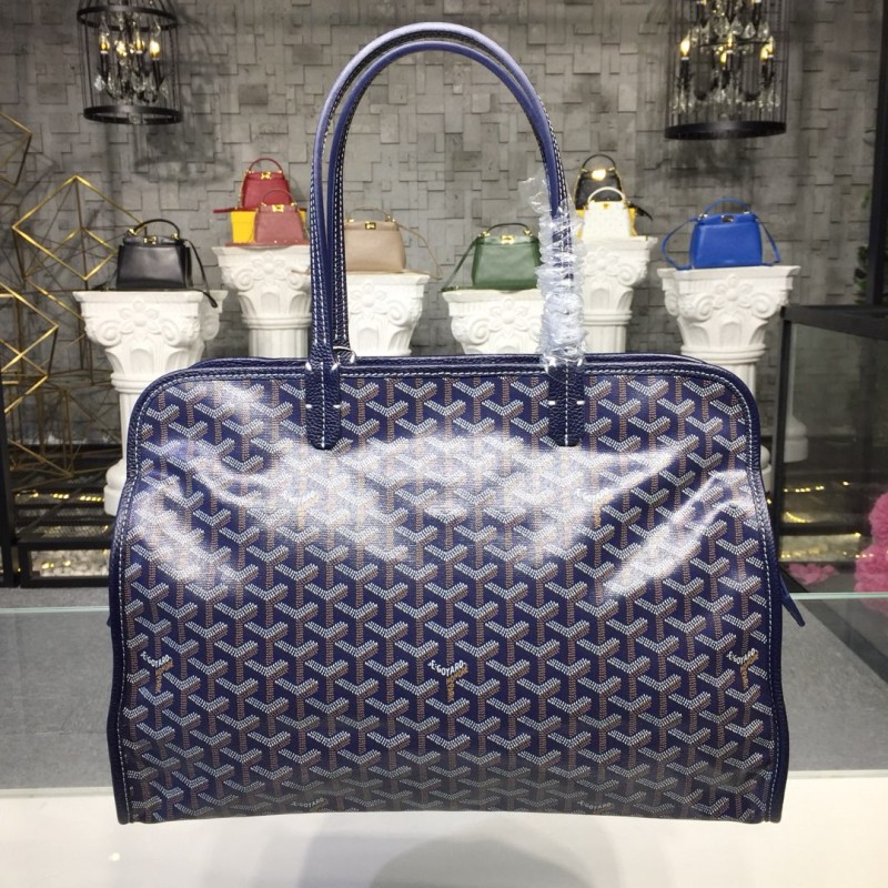 Goyard Hardy PM Bag Grey/Dark Blue/Brown For Women‎ 15.7in/40cm HARDY2PMLTY07CG07P