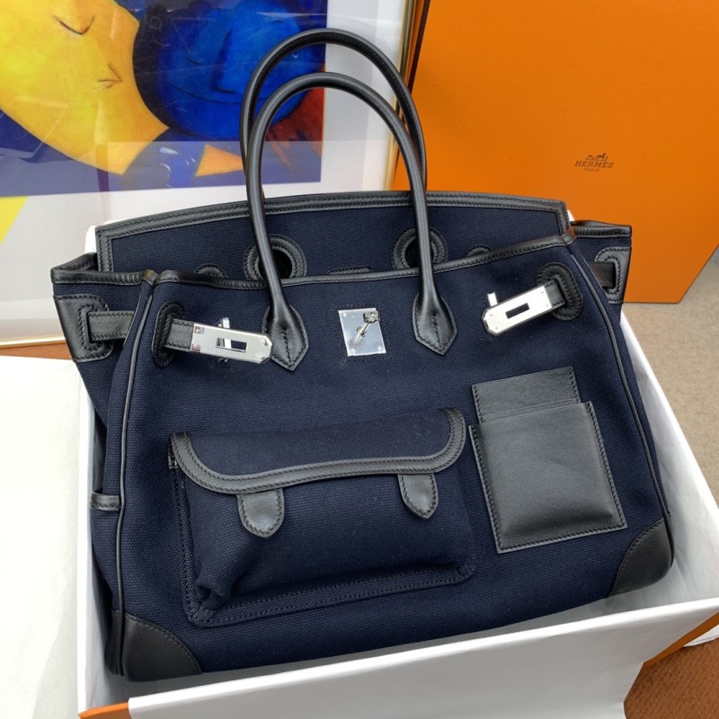 Hermes Birkin Cargo 35 Navy Blue, Silver Toned Hardware Bag For Women, Women’s Handbags, Shoulder Bags 13.8in/35cm