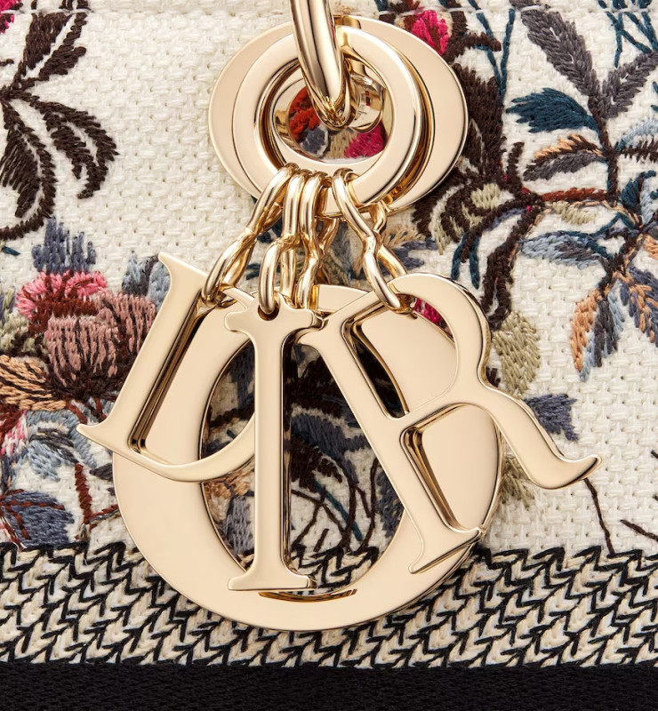 Christian Dior Mini Lady D-Lite Latte Multicolor For Women M0565ORWD_M941- 9.5 Inches/ 24 Cm