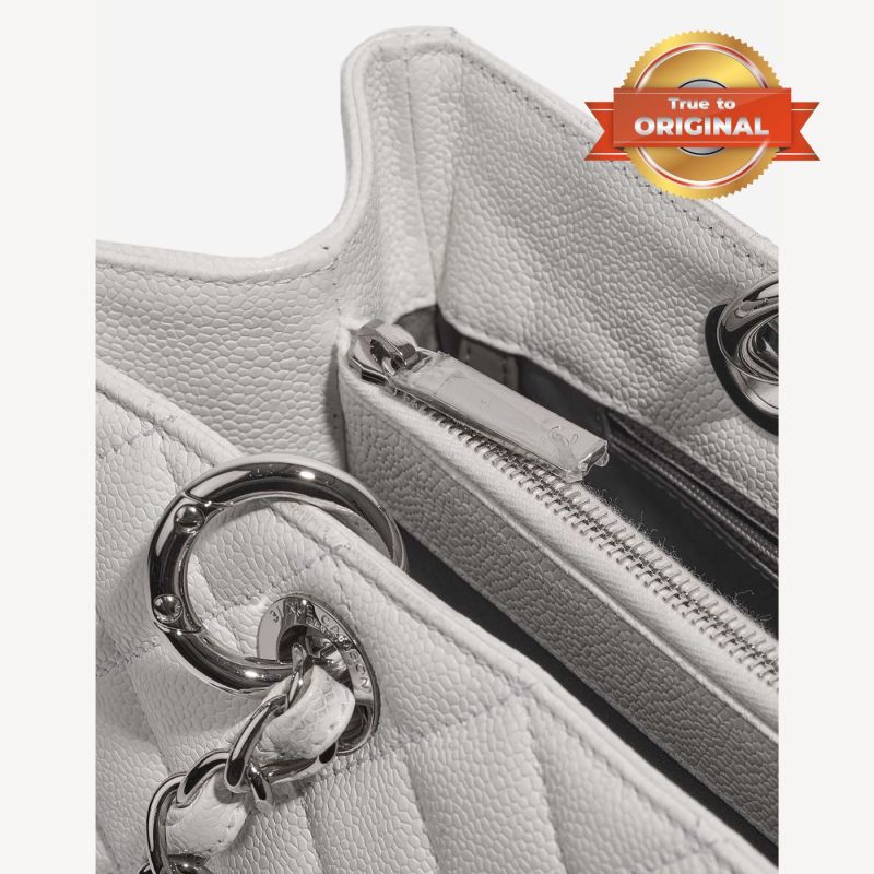[True-to-ORIGINAL] Chanel Chain Tote Shoulder Bag White For Women 13in / 33cm A50995