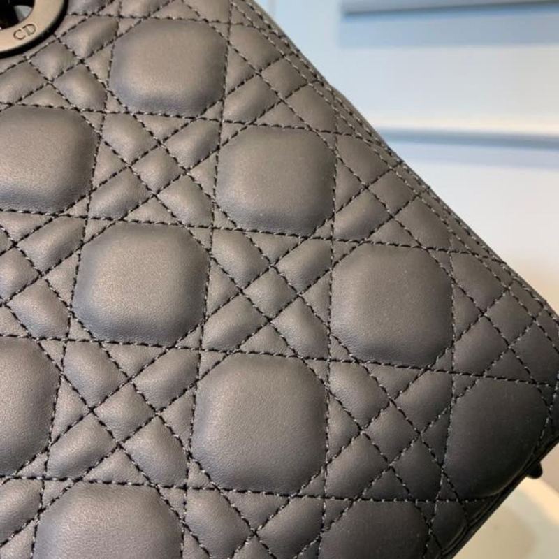 Christian Dior Medium Lady Dior Bag Matte Hardware Black Ultramatte For Women 9.5in/24cm CD M0565SLOI_M989