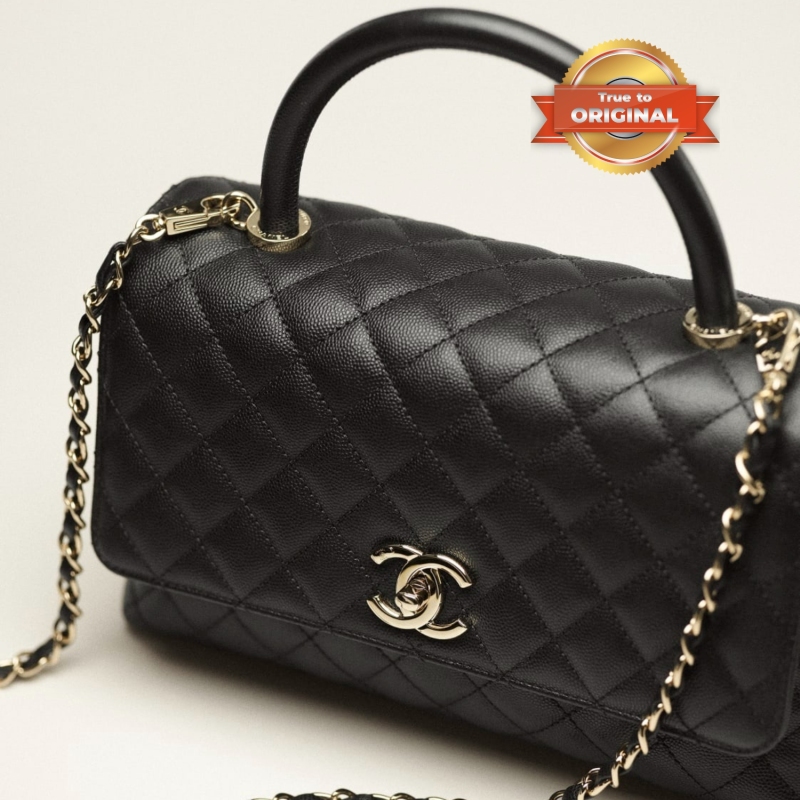 [True-to-ORIGINAL] Chanel Large Flap Bag With Top Handle Black For Women 29cm/11.3in A92991 B05061 94305