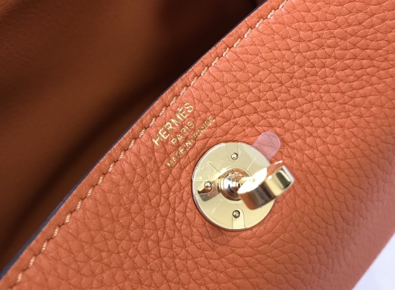 Hermes Lindy Mini Clemence Bag Orange For Women, Women’s Handbags, Shoulder And Crossbody Bags 7.5in/19cm