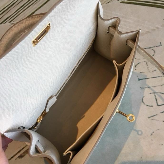 Hermes Kelly 25 White For Women 10in/25cm