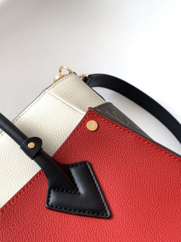 Louis Vuitton On My Side MM Tote Bag Monogram Canvas Red For Women, Women’s Handbags, Shoulder Bags 12in/31cm LV M53824