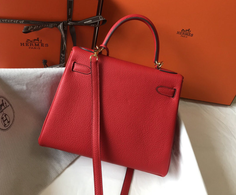 Hermes Kelly 28 Rouge Casaque Togo Bag For Women, Women’s Handbags, Shoulder Bags 11in/28cm
