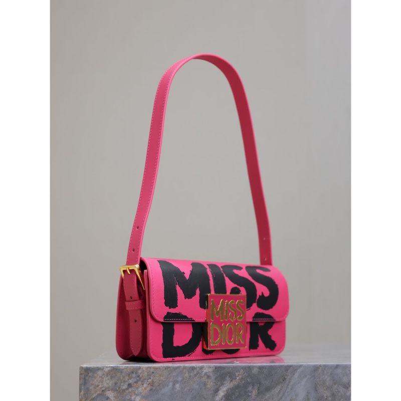 Miss Dior Flap Bag Fuchsia and Black For Women 22cm/8.5in  – M2610UZCJ_M929