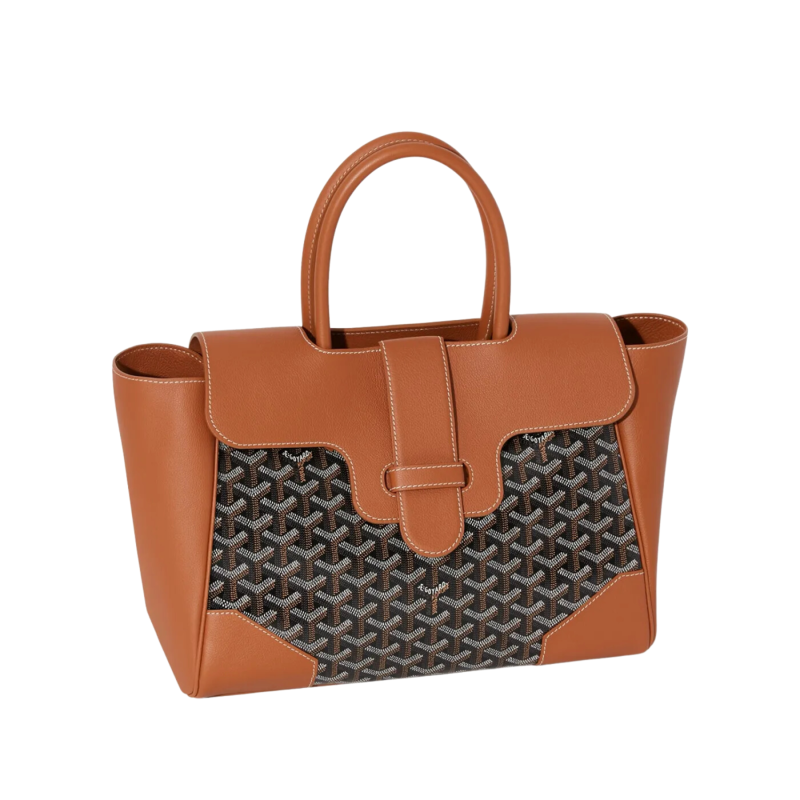 Goyard Saïgon Tote Navy Black And Tan Bag For Women SAIGOCMMLTY01CL03P- 34 Cm/ 13.3 Inches