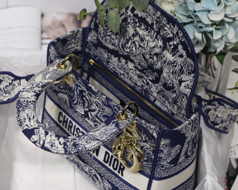 Christian Dior Medium Lady D-Lite Bag Blue, For Women, Women’s Handbags 24cm/9.5in CD M0565ORGO_M928