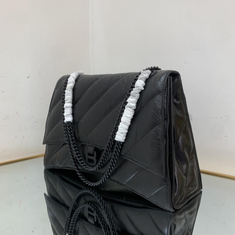 Balenciaga Crush Large Chain Bag Quilted In Black For Women 15.7in/ 40cm
