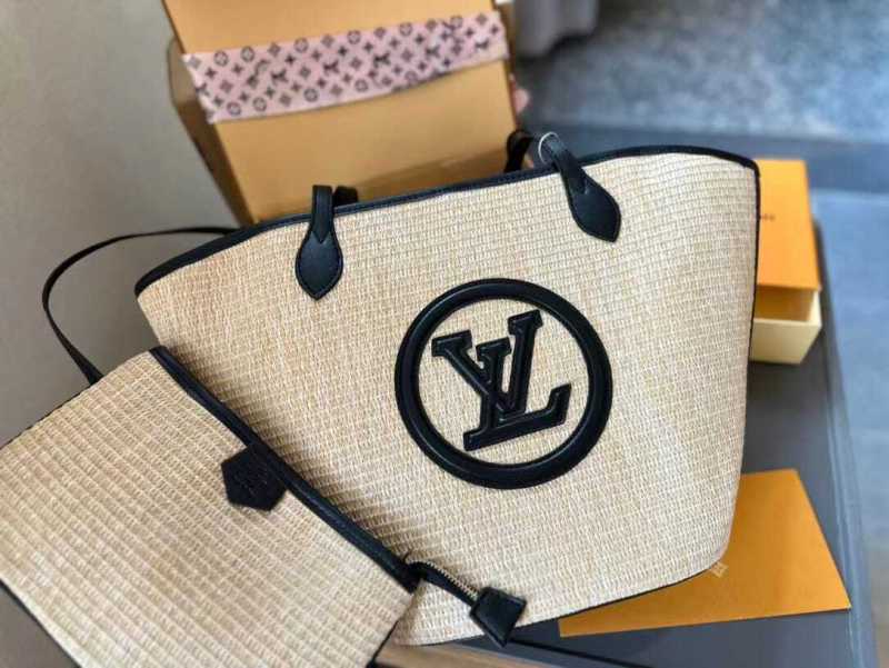 Louis Vuitton Saint Jacques Raffia Beige For Women, Women’s Handbags, Shoulder And Crossbody Bags 22.4in/57cm LV