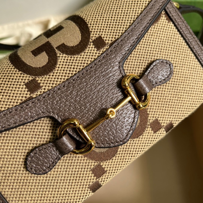 Gucci Horsebit 1955 Mini Bag Brown For Women, Women’s Bags 7.1in/18cm GG ‎‎